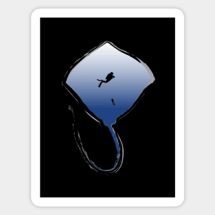 Scuba Divers Diving With Stingrays Sticker